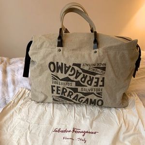 Salvatore Ferragamo mens canvas tote